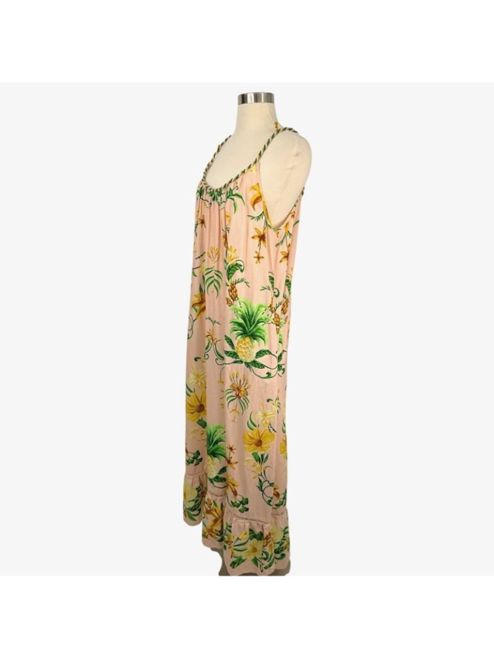FARM Rio Pink Botanical Beauty Lenzing Ecovero Euroflax Maxi Dress Womens M READ - Picture 5 of 16